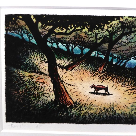 “RECOIL” LONE WOLF IN FOREST OF TREES FRAMED ARTIST PROOF SIGNED ART PRINT - Picture 6 of 9